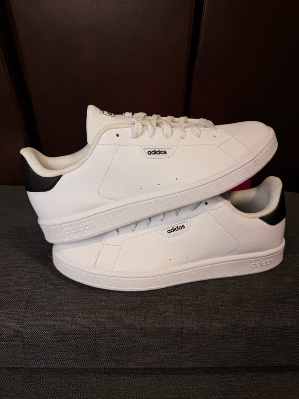 adidas White leather Sneakers with Black Heel Accent - Picture 4 of 10